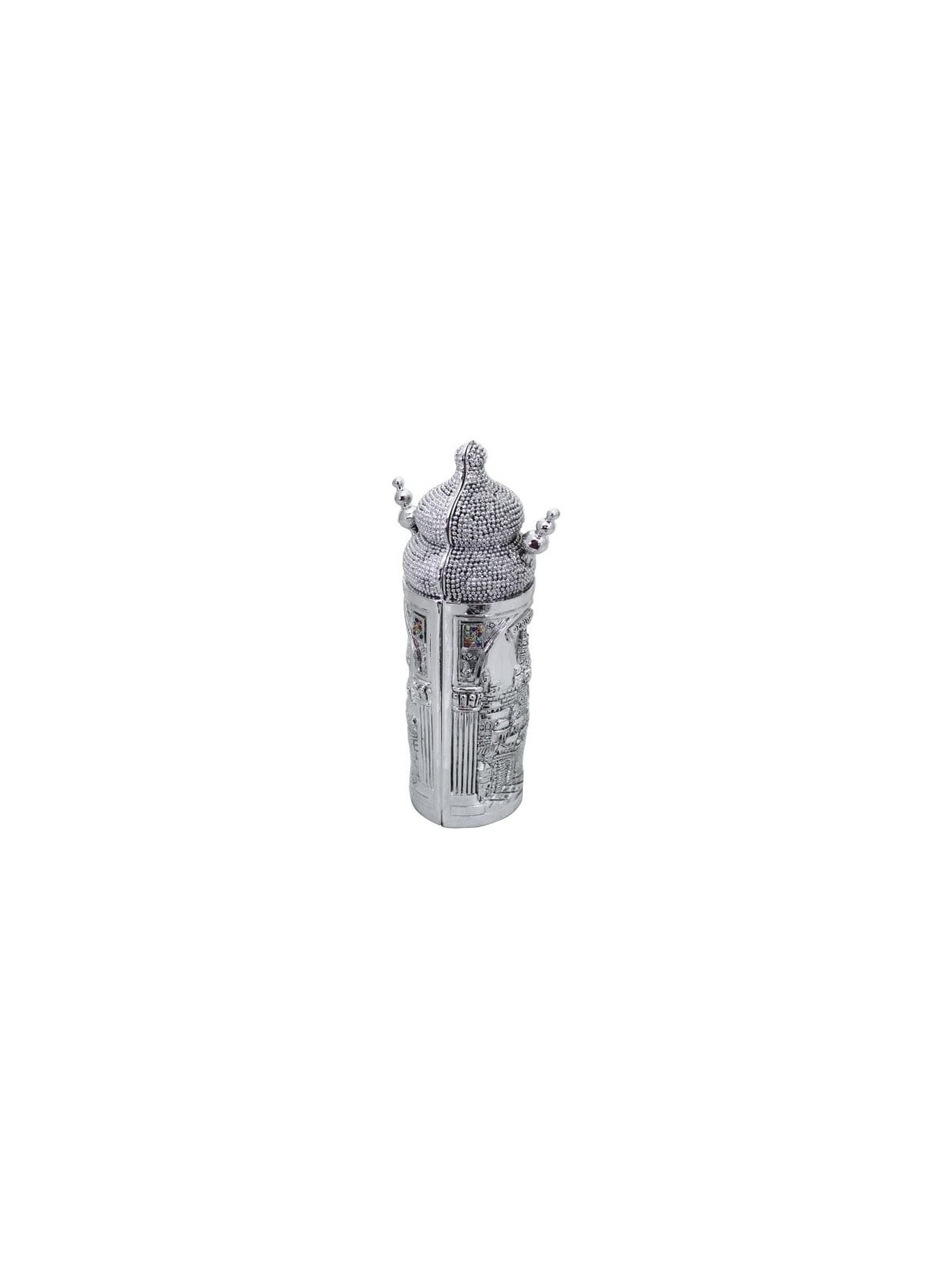 Silver-Plated Jerusalem Sephardic Torah Scroll Replica with Hoshen